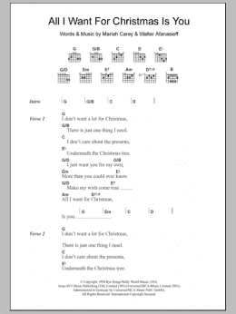 page one of All I Want For Christmas Is You (Guitar Chords/Lyrics)
