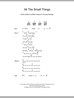 page one of All The Small Things (Guitar Chords/Lyrics)