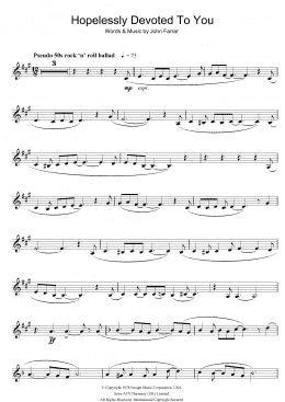 page one of Hopelessly Devoted To You (from Grease) (Clarinet Solo)