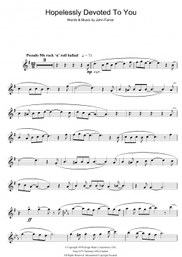 page one of Hopelessly Devoted To You (from Grease) (Flute Solo)