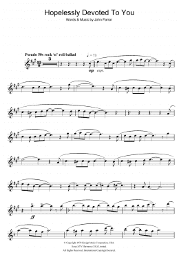 page one of Hopelessly Devoted To You (from Grease) (Tenor Sax Solo)