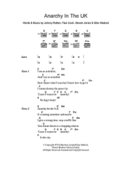 page one of Anarchy In The UK (Guitar Chords/Lyrics)