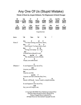 page one of Anyone Of Us (Stupid Mistake) (Guitar Chords/Lyrics)