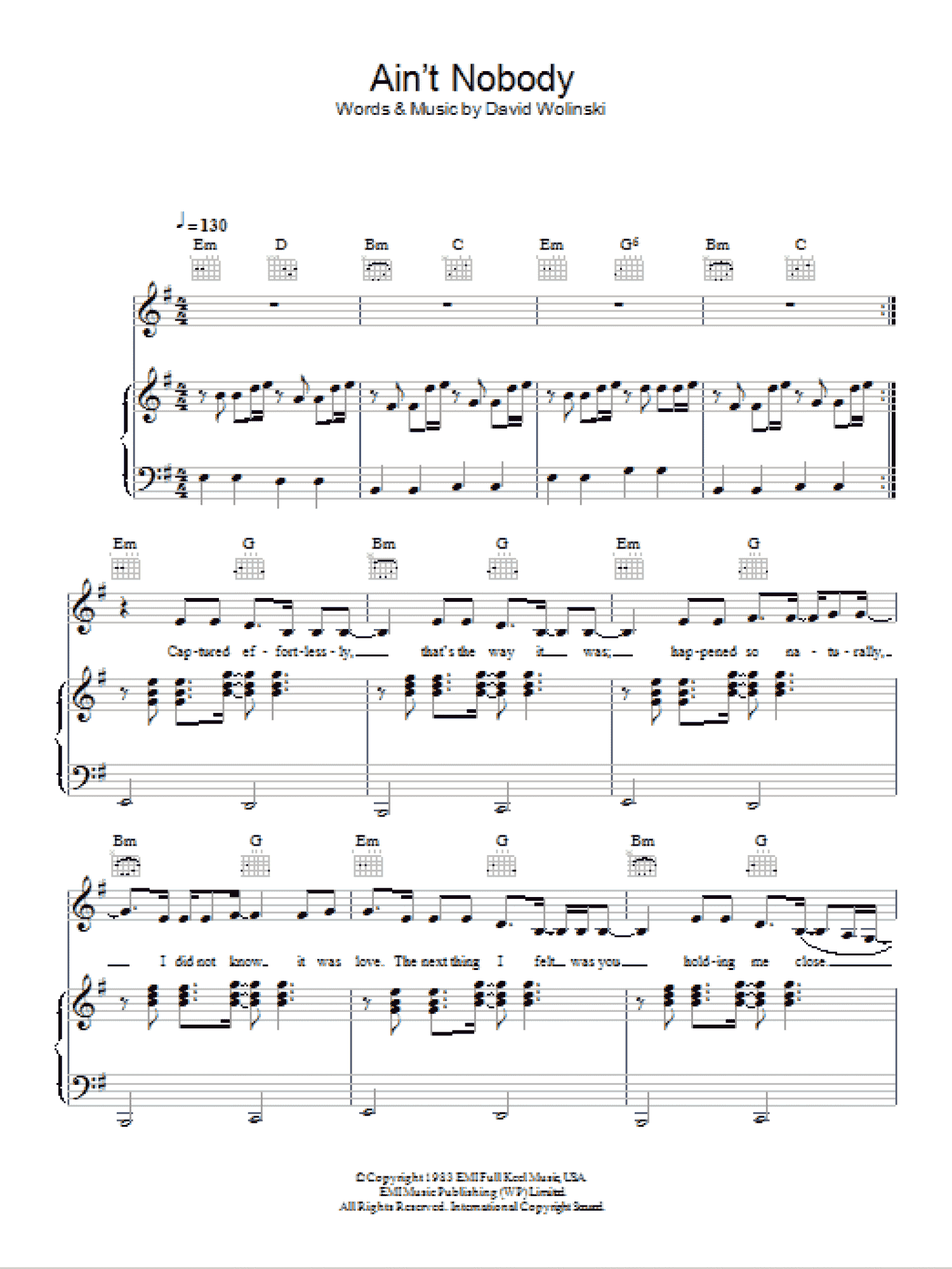 Ain't Nobody (Piano, Vocal & Guitar Chords)