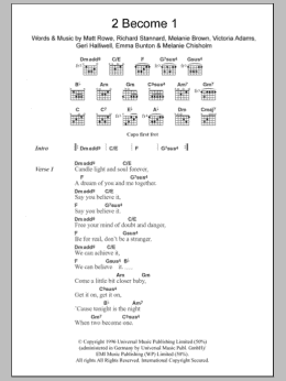 page one of 2 Become 1 (Guitar Chords/Lyrics)