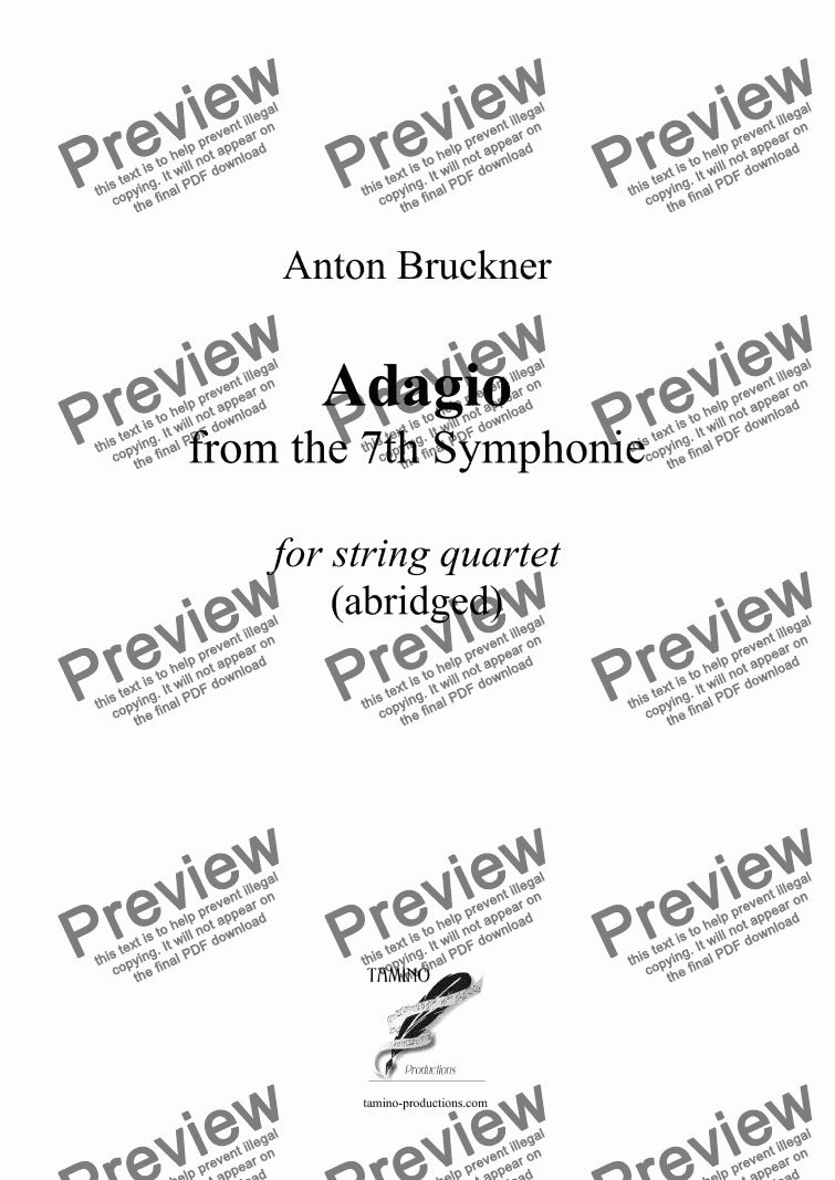 page one of Bruckner: Adagio of 7th Symphony arranged for string quartet