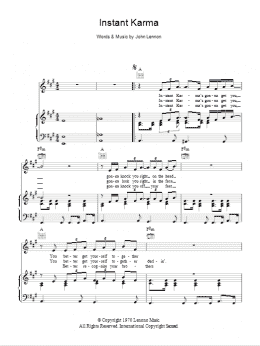 page one of Instant Karma (Piano, Vocal & Guitar Chords)