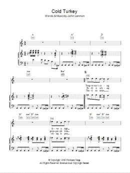 page one of Cold Turkey (Piano, Vocal & Guitar Chords)