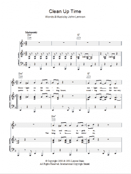 page one of Clean Up Time (Piano, Vocal & Guitar Chords)
