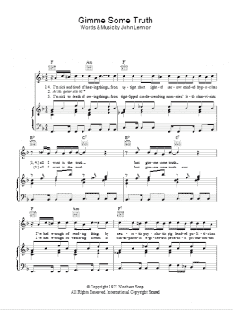 page one of Gimme Some Truth (Piano, Vocal & Guitar Chords)