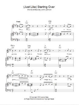 page one of (Just Like) Starting Over (Piano, Vocal & Guitar Chords)