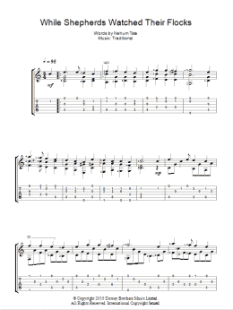 page one of While Shepherds Watched Their Flocks (Guitar Tab)