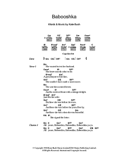 page one of Babooshka (Guitar Chords/Lyrics)