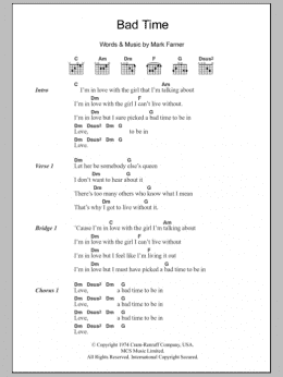 page one of Bad Time (Guitar Chords/Lyrics)