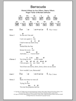 page one of Barracuda (Guitar Chords/Lyrics)