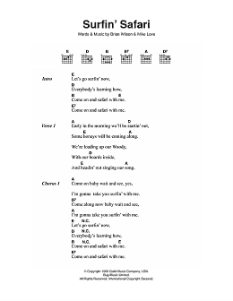 page one of Surfin' Safari (Guitar Chords/Lyrics)