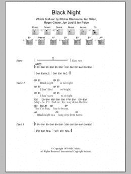 page one of Black Night (Guitar Chords/Lyrics)