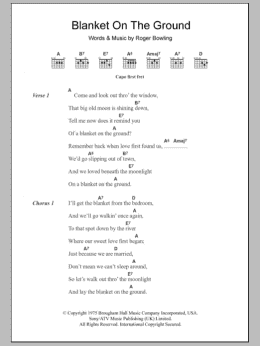 page one of Blanket On The Ground (Guitar Chords/Lyrics)