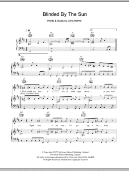page one of Blinded By The Sun (Piano, Vocal & Guitar Chords)