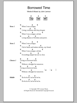 page one of Borrowed Time (Guitar Chords/Lyrics)
