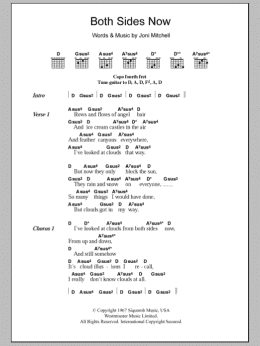 page one of Both Sides Now (Guitar Chords/Lyrics)