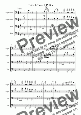 page one of Tuba Quartet - Tritsch Trasch Polka