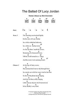 page one of The Ballad Of Lucy Jordan (Guitar Chords/Lyrics)