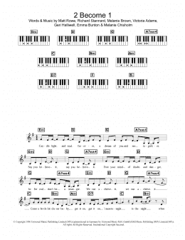 page one of 2 Become 1 (Piano Chords/Lyrics)