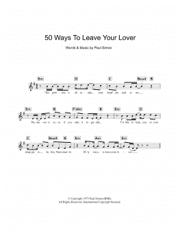 page one of Fifty Ways To Leave Your Lover (Piano Chords/Lyrics)