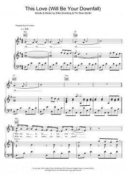 page one of This Love (Will Be Your Downfall) (Piano, Vocal & Guitar Chords)