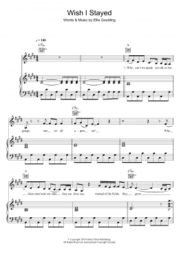 page one of Wish I Stayed (Piano, Vocal & Guitar Chords)