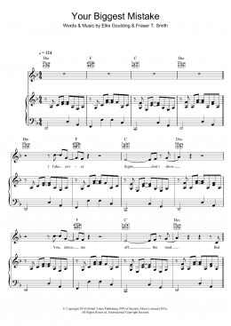 page one of Your Biggest Mistake (Piano, Vocal & Guitar Chords)