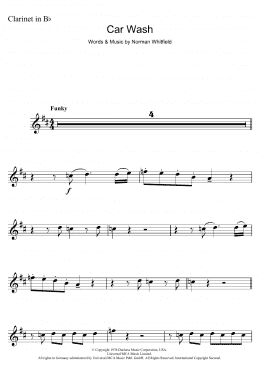 page one of Car Wash (Clarinet Solo)