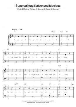 page one of Supercalifragilisticexpialidocious (from Mary Poppins) (Easy Piano)