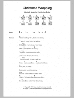 page one of Christmas Wrapping (Guitar Chords/Lyrics)