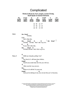 page one of Complicated (Guitar Chords/Lyrics)