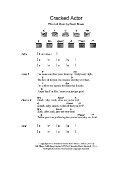 page one of Cracked Actor (Guitar Chords/Lyrics)