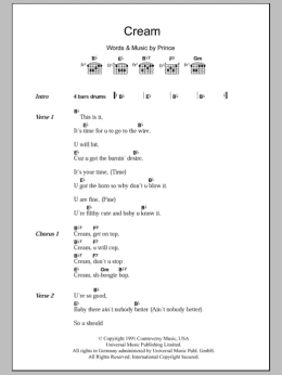page one of Cream (Guitar Chords/Lyrics)