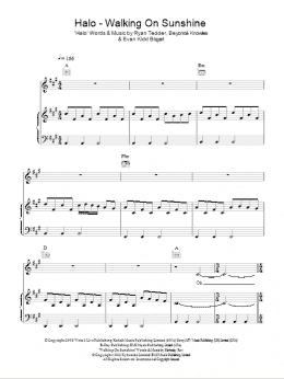 page one of Halo / Walking On Sunshine (Piano, Vocal & Guitar Chords)
