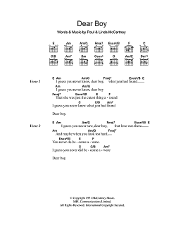 page one of Dear Boy (Guitar Chords/Lyrics)