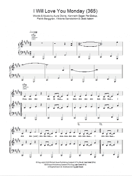 page one of I Will Love You Monday (365) (Piano, Vocal & Guitar Chords)