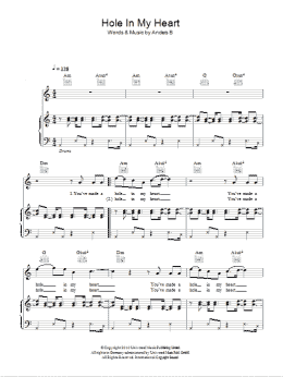 page one of Hole In My Heart (Piano, Vocal & Guitar Chords)