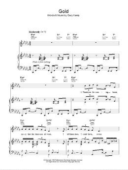 page one of Gold (Piano, Vocal & Guitar Chords)