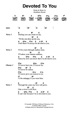 page one of Devoted To You (Guitar Chords/Lyrics)