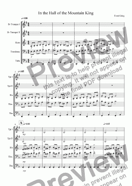 page one of In The Hall Of The Mountain King (Brass Quintet)