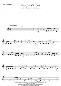 page one of Seasons Of Love (from Rent) (Clarinet Solo)