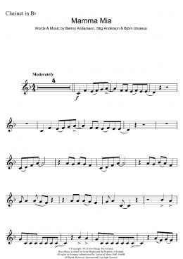 page one of Mamma Mia (Clarinet Solo)