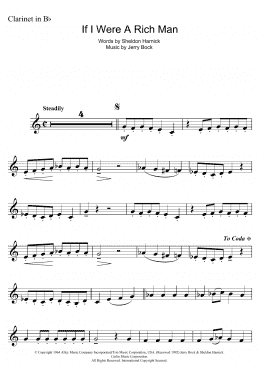 page one of If I Were A Rich Man (from Fiddler On The Roof) (Clarinet Solo)