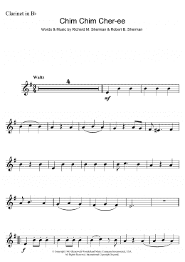 page one of Chim Chim Cher-ee (from Mary Poppins) (Clarinet Solo)