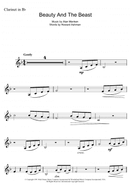 page one of Beauty And The Beast (Clarinet Solo)